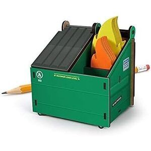 Desk Dumpster Pencil Holder With 100+ Flame Note Cards, Funny 3-Compartment